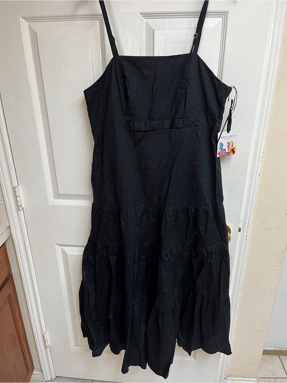 Women's Black Tiered Sundress with Spaghetti Straps